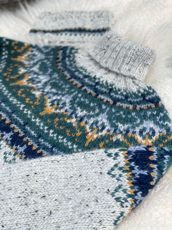 ALASUQ POLAR light grey tweed~ blue - garnpakke